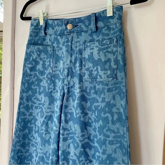 NWT Anthropologie Pastiche Megan High Rise Wide Leg Printed Flare Denim Jeans - Picture 13 of 17